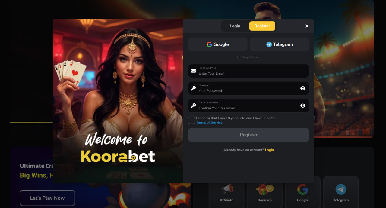 ثبت نام در سایت کورا بت