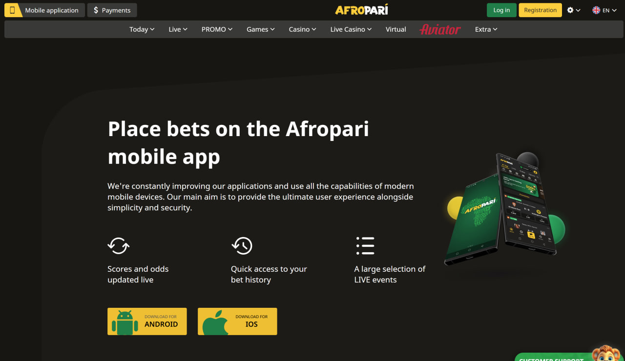 اپلیکیشن اندروید و iOS سایت آفروپاری