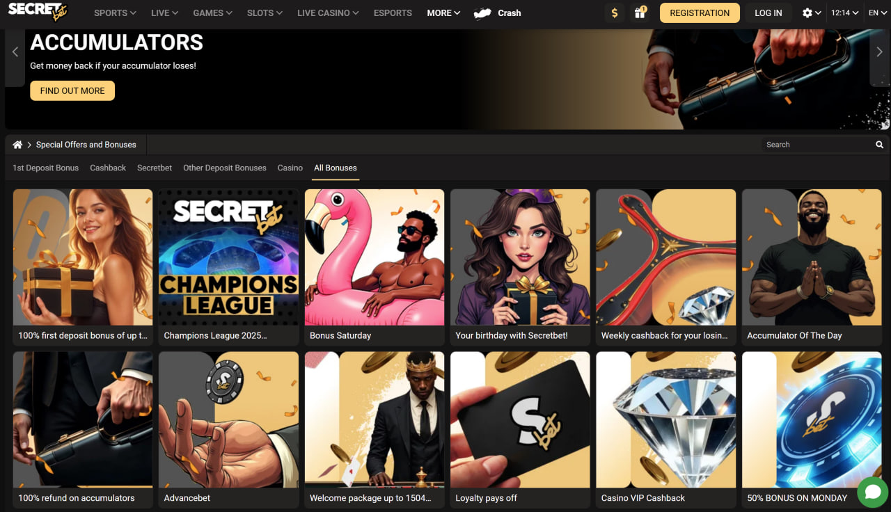 بونوس های سایت Secret Bet