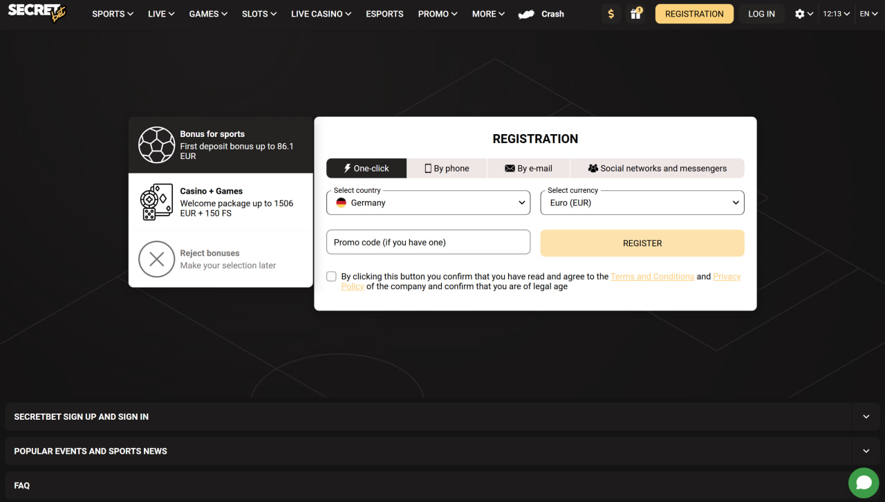 ثبت نام در سایت سکرت بت